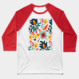 Colorful exotic Floral Pattern Baseball T-Shirt